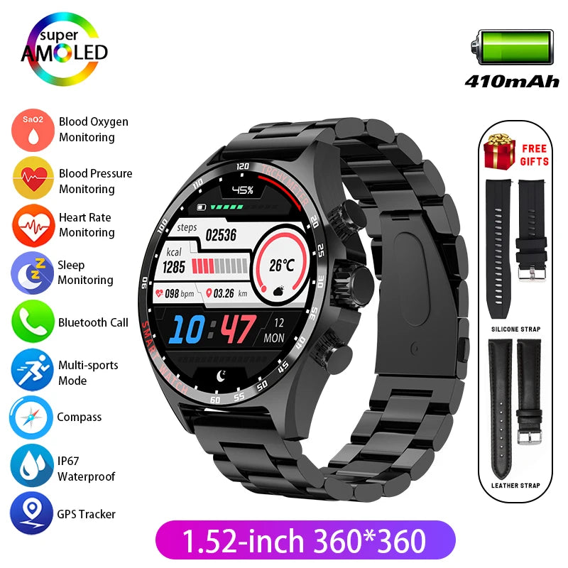 Smart Watchs Men Sport Fitness GPS Tracker Compass Bluetooth Call Heart Rate Health Smartwatch for Huawei Xiaomi Ferrari