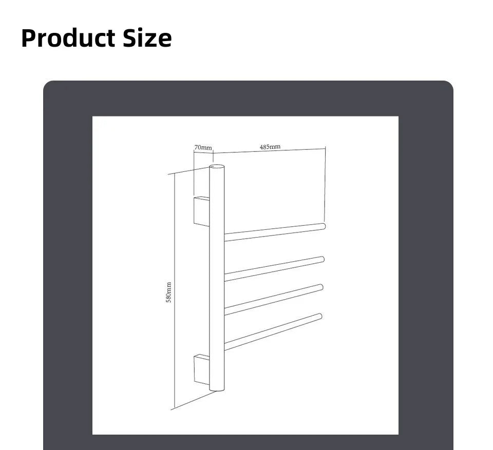 Electric Heating Towel Rails 180° Rotation Left & Right SUS304 Bathroom  Wall Mounted Towel Warmer Holder  220V