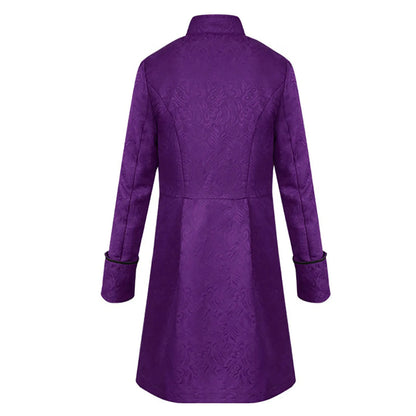 Men Steampunk Gothic Victorian Jacket Vintage Tailcoat Medieval Frock Coat Uniform Renaissance Halloween Pretend Play Costume