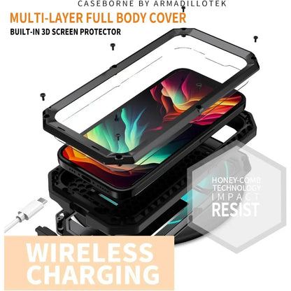 Heavy Duty Rugged Metal Case for iPhone, Case for iPhone 17 16 15 14, 13 Pro Max, Screw Military Shockproof Cover with Screen Ca