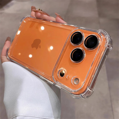For iPhone 17 Pro Max 16 15 Plus 14 13 12 Transparent Electroplated Case Full Lens Protection Bumper Shockproof Plating Cover