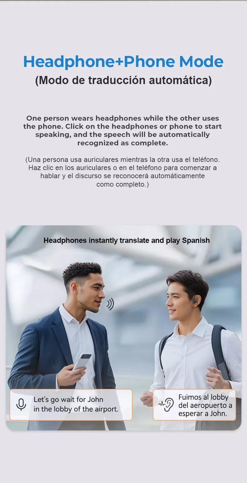 Bluetooth V5.4 Earphones Real-time Translation With AI Chat Headphones Meeting Recording Earbuds