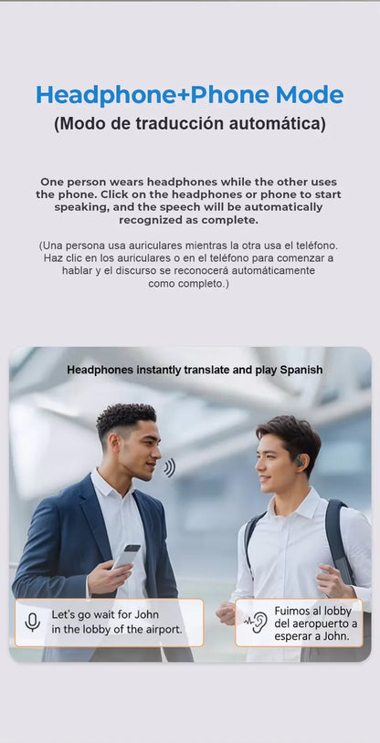 Bluetooth V5.4 Earphones Real-time Translation With AI Chat Headphones Meeting Recording Earbuds