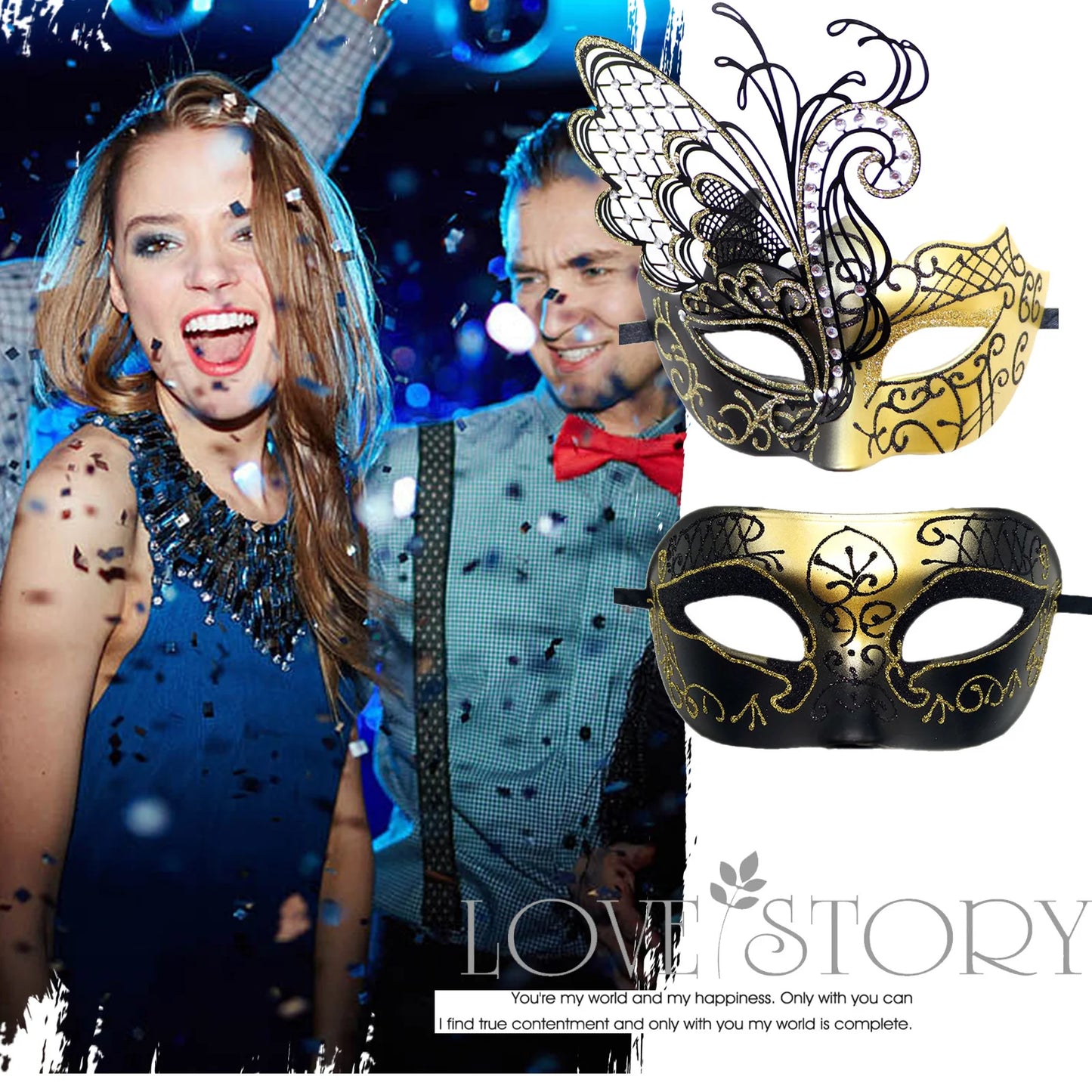 Masquerade Ball Mask Venetian Metal Mask Mystery Fashion Carnival Mask Halloween Party Costume Ball Mask