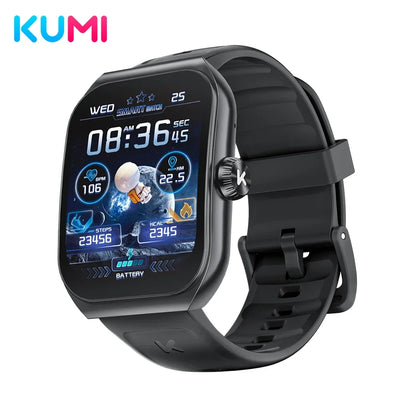 KUMI KU7 Smart watch 1.96" Amoled screen IP68 Waterproof 100+Sport Modes  Bluetooth Call Health Sleep Monitoring