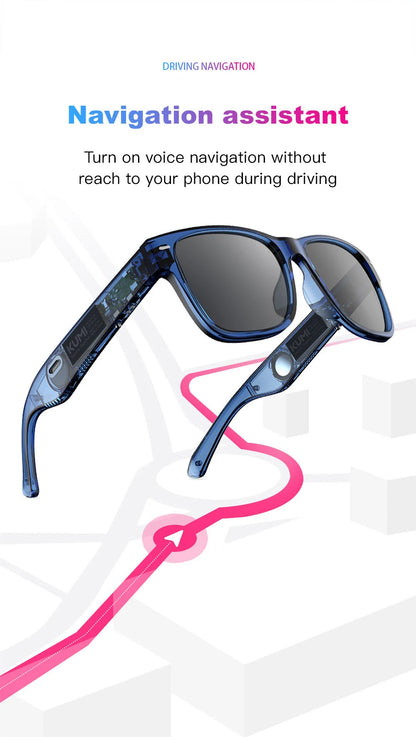 KUMI Meta V1 Smart Glasses IPX4 Waterproof Bluetooth glasses Bluetooth Call 5.0 listen to the music last for about 8 hours Blue