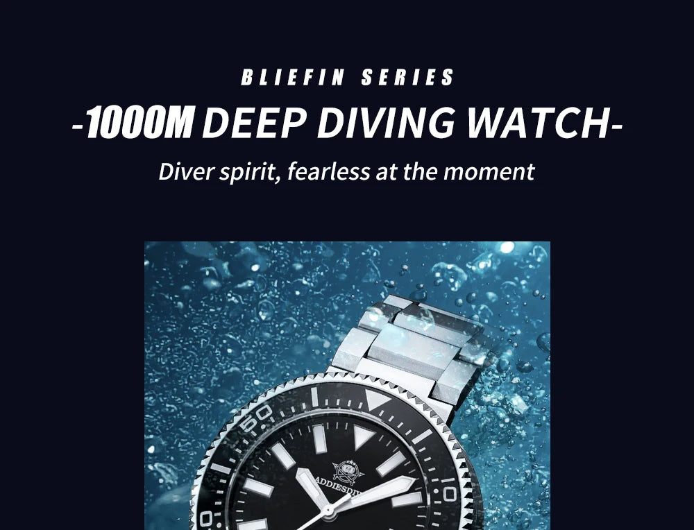 ADDIESDIVE Men's Diver's Watches 1000m Sapphire Glass Super Luminous Calendar NH35A Automatic Mechanical Wristwatch Luxury Watch