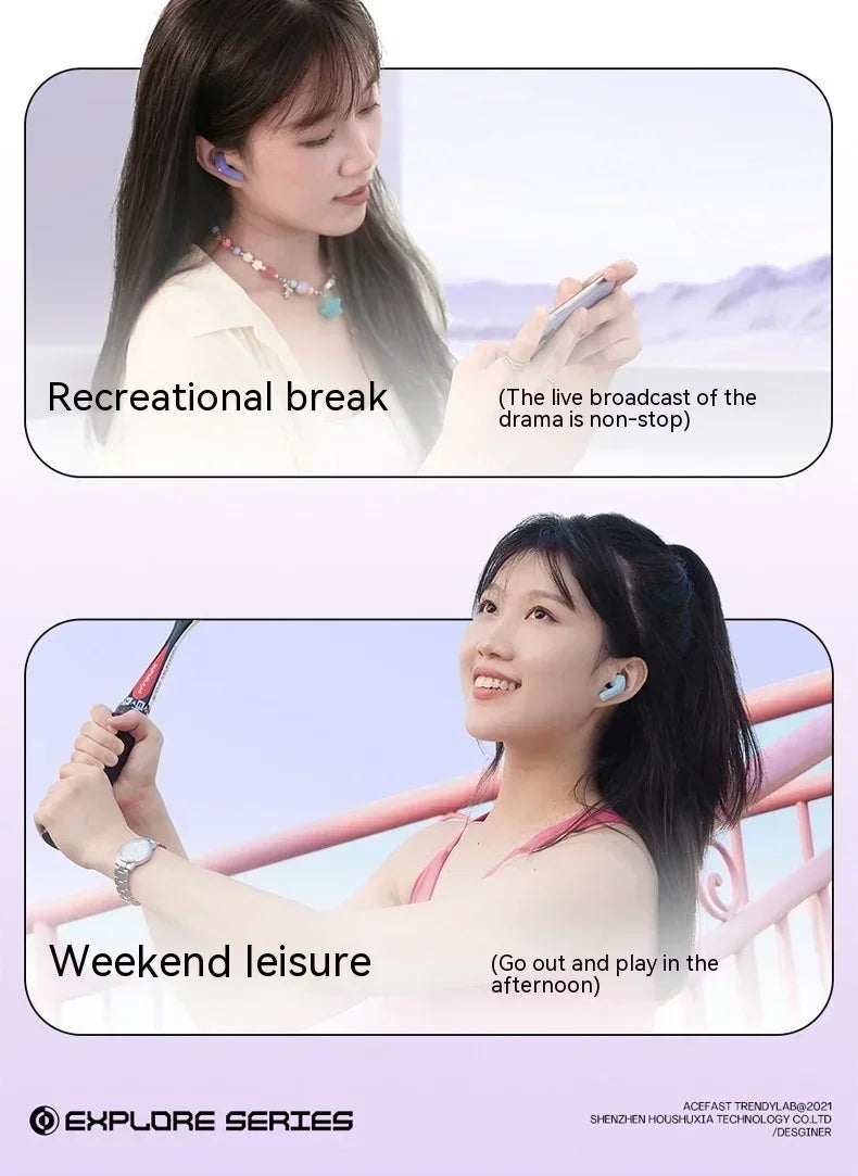 ACEFAST T9 Bluetooth Earphone Wireless IPX4 Waterproof Headset Gift 5.3 Stereo Surround Noise Reduction Hi Res Office Earbuds