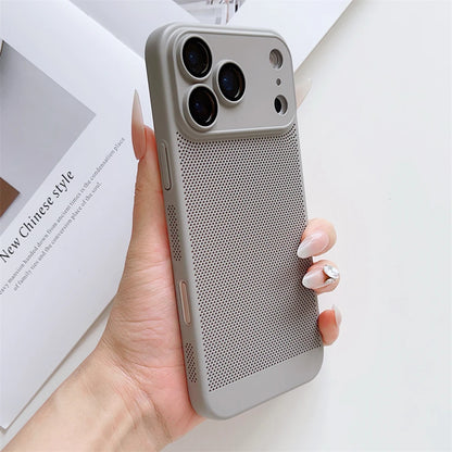 Thin Cooling Heat Dissipation Phone Case For iPhone 17 16 15 14 13 12 11 Pro Max Plus Breathable Hard Back Solid Color Cover