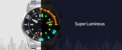 BERNY Automatic Dive Watch for Men Super Luminous Original Design 20ATM Diver Wristwatch Sapphire, Local Warehouse Fast Delivery