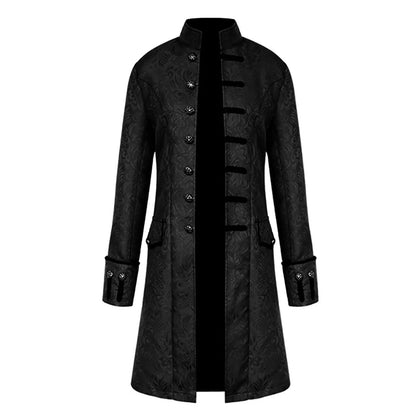 Men Steampunk Gothic Victorian Jacket Vintage Tailcoat Medieval Frock Coat Uniform Renaissance Halloween Pretend Play Costume