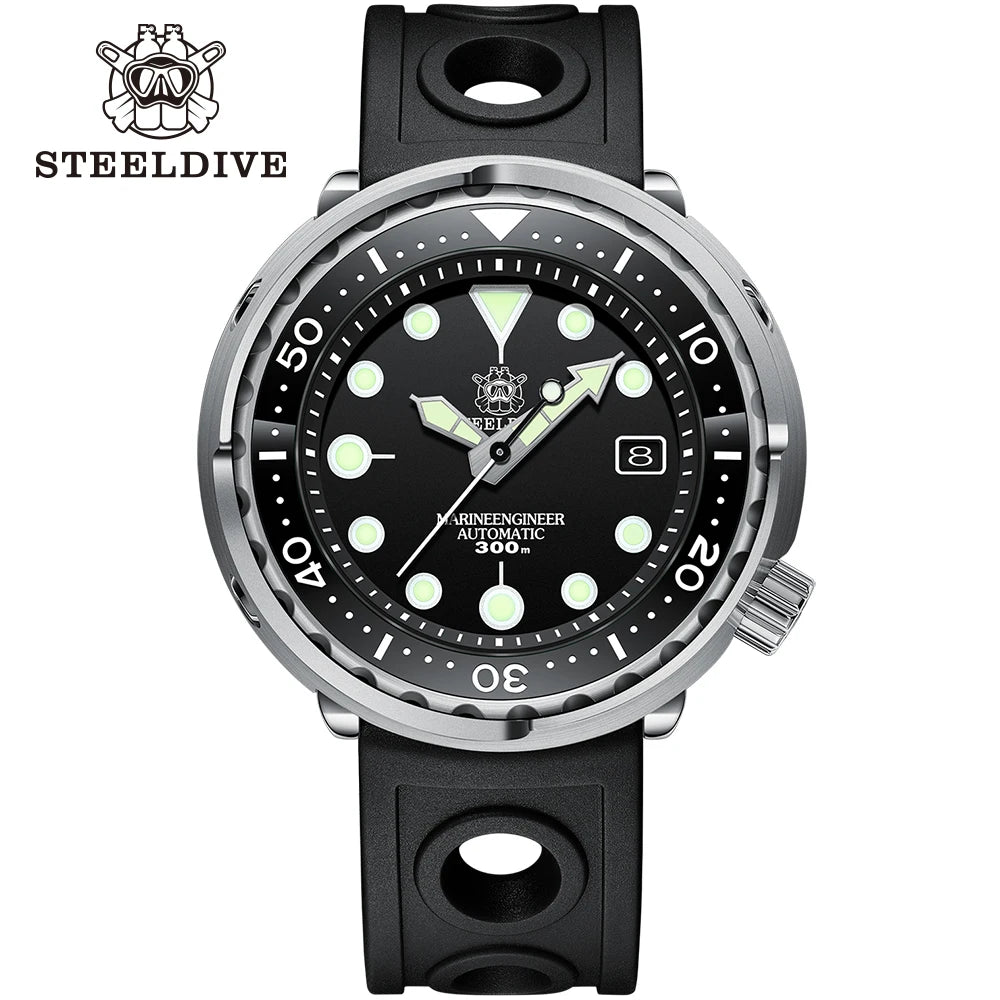 STEELDIVE SD1975 Mens Automatic Watches Men Dive Watch 300m Waterproof Mechanical Wristwatch C3 Luminous Clock Sapphire Mirror