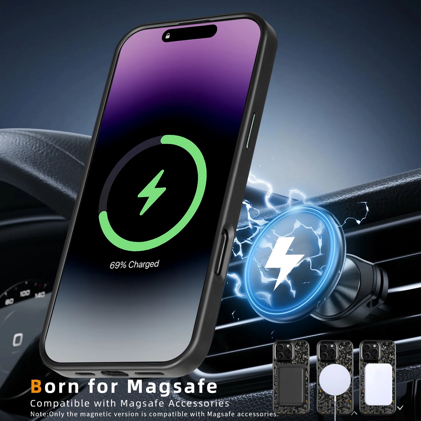 Magnetic Real Forged Carbon Fiber Case For iPhone 17 17Air 17Pro 16 15 14 13 12 11 Pro Max with MagSafe and Metal Lens / Buttons