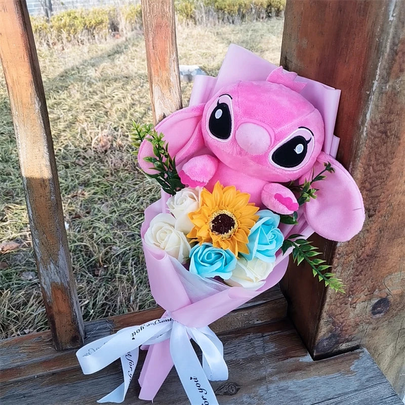 Lilo & Stitch Bouquet Major Holiday Gift PVC Rose Sunflower Anime Stuffed Doll Birthday Girl Valentine'S Christmas Day Girl Gift