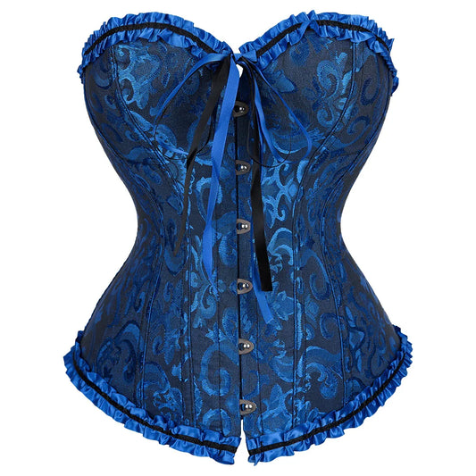 Corset Top Women Vintage Bustier Lace up Boned Shapewear Gothic Fashion Jacquard Overbust Corselet