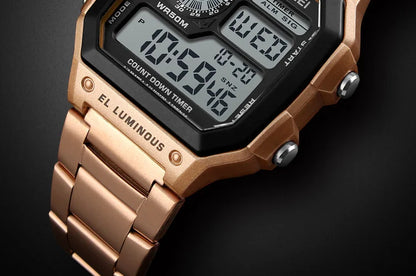 SKMEI 1335 Digital Watch for Men Retro Sports Waterproof Chrono Electronic Mens Wristwatches Stainless Steel Clock Reloj Hombre