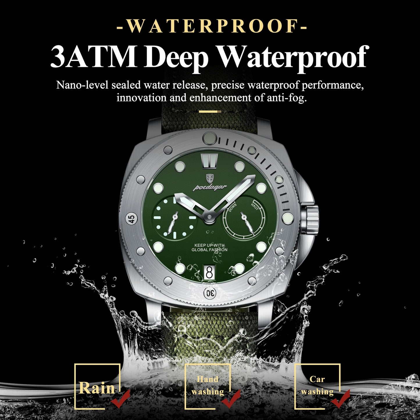 POEDAGAR High Quality Military Watch For Man Waterproof Luminous Date Fashion Men Clock Nylon Leather Quartz Men's Watches Reloj