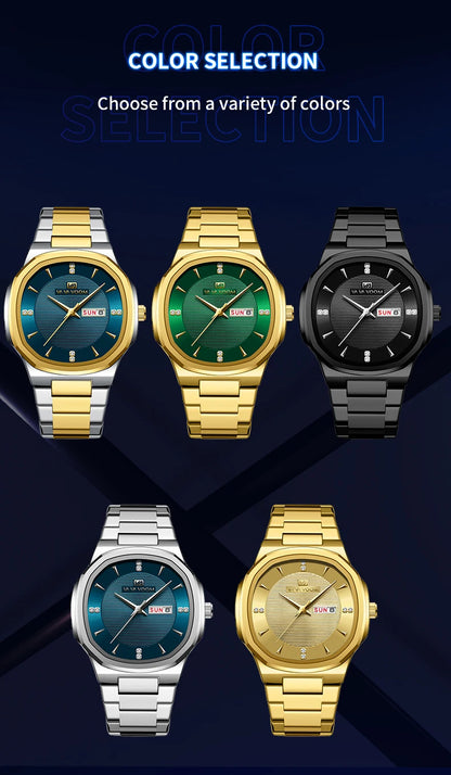 VA VA VOOM Men Watch Fashion Silver Black Stainless Steel 41mm Casual Business Style Week 3Bar Waterproof Sports Quartz Watches