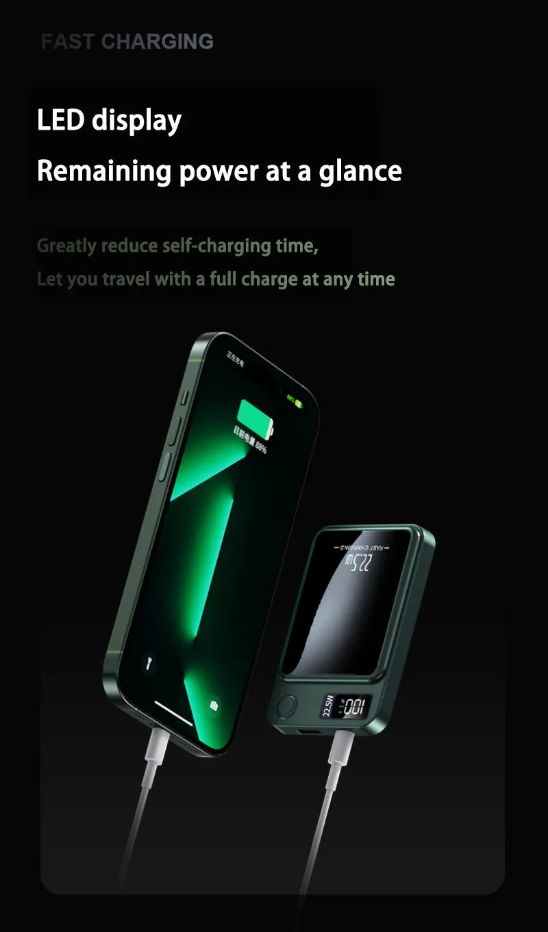 500000mah Wireless Magnetic Power Bank 22.5w Super Fast Charging Portable External Battery Powerbank For Iphone Samsung