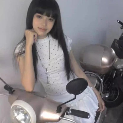 Clothes Polka Dot T Shirt for Women Sexy Streetwear  Fashion Ropa De Mujer Spring Summer Short Tees