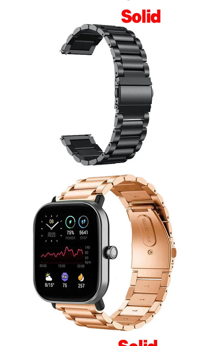 WatchBand For Amazfit Active/GTS 2/3/4 Mini Strap GTR 2/3/4 42 47mm stainless steel Bracelet For Amazfit Bip 3 5 Band