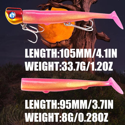 Soft Fishing Lure Tail Jig Head Hook Minnow Artificial Bait Sea Bass Swimbait Tackle Gear