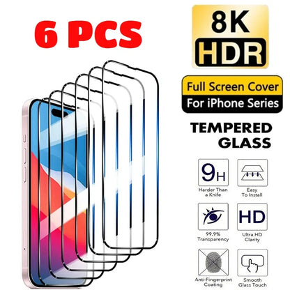 Protector for iPhone 17 16 Pro Max 15 14 Plus 13 12 Mini 11 Pro Tempered Glass For IPhone XR XS Max 7 8Plus Glass