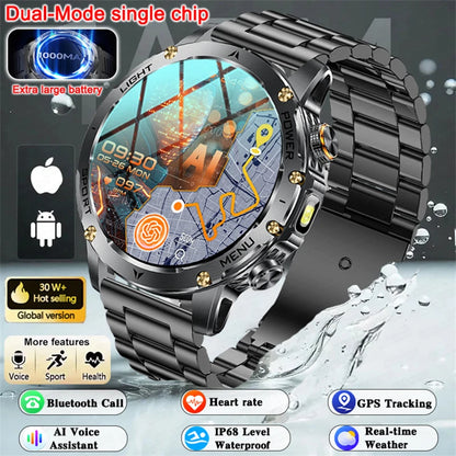 T-REX3 1000mAh Big Battery Smart Watch HD Bluetooth Call 1.7inch Large Sceen LED Flashlight Sports Waterproof Smartwatch Men
