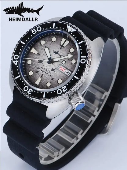 HEIMDALLR Diver Men's Watch Turtle King Sapphire Crystal 316L Steel NH36 200M Water Resistant Luminous Automatic Mechanica Watch