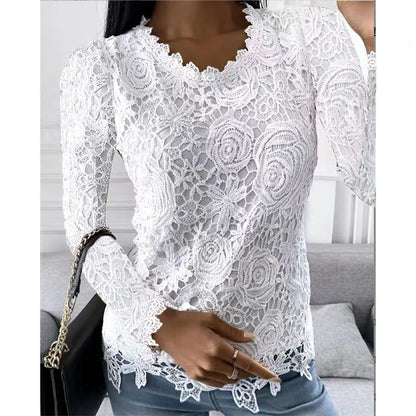 Autumn Fashion Style Bud Silk Unlined Upper Long Sleeve O-neck Embroidery