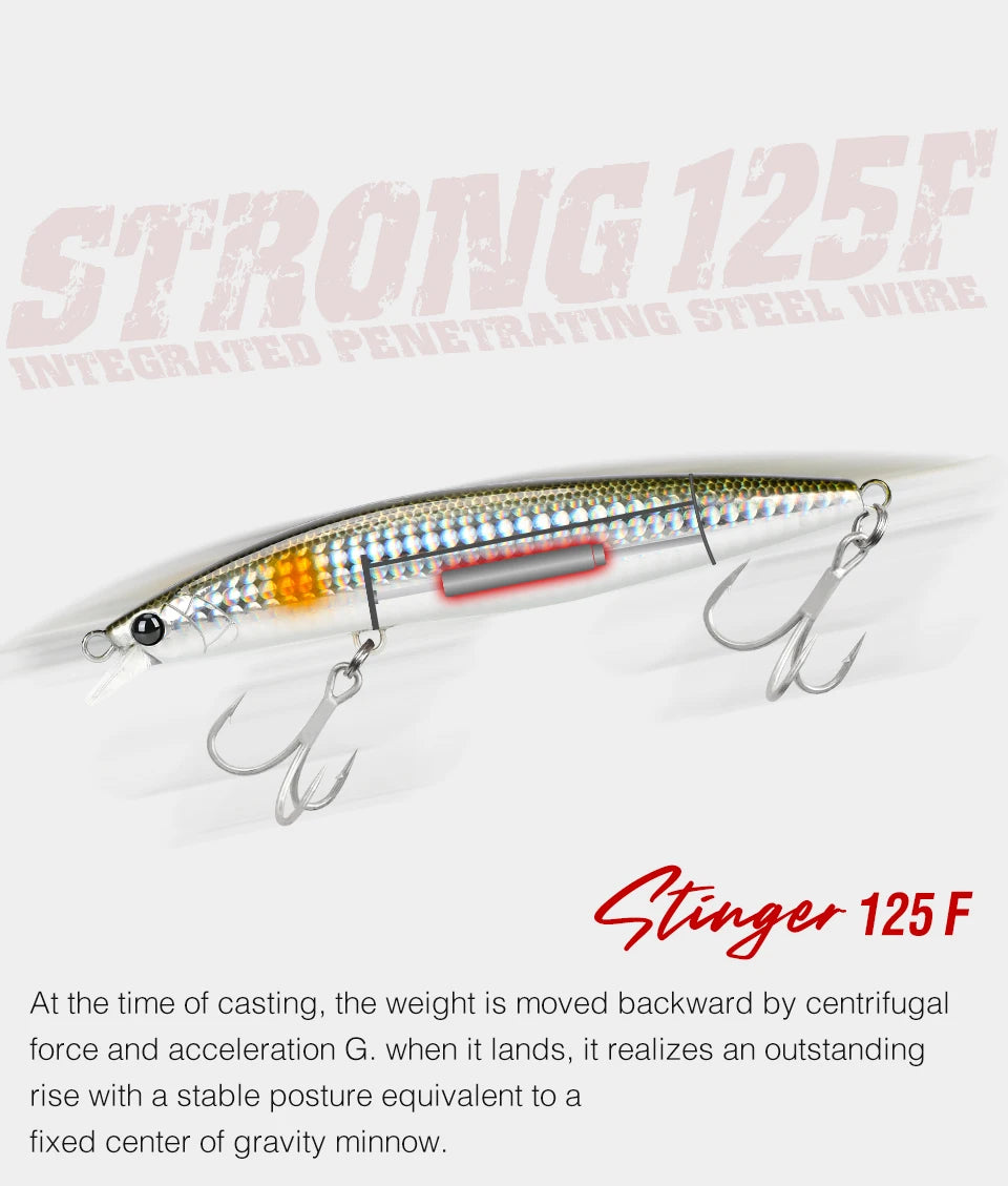 Ultra Long Casting Floating Minnow 125mm 25g High Strength Saltwater Seabass Artificial Hard Baits