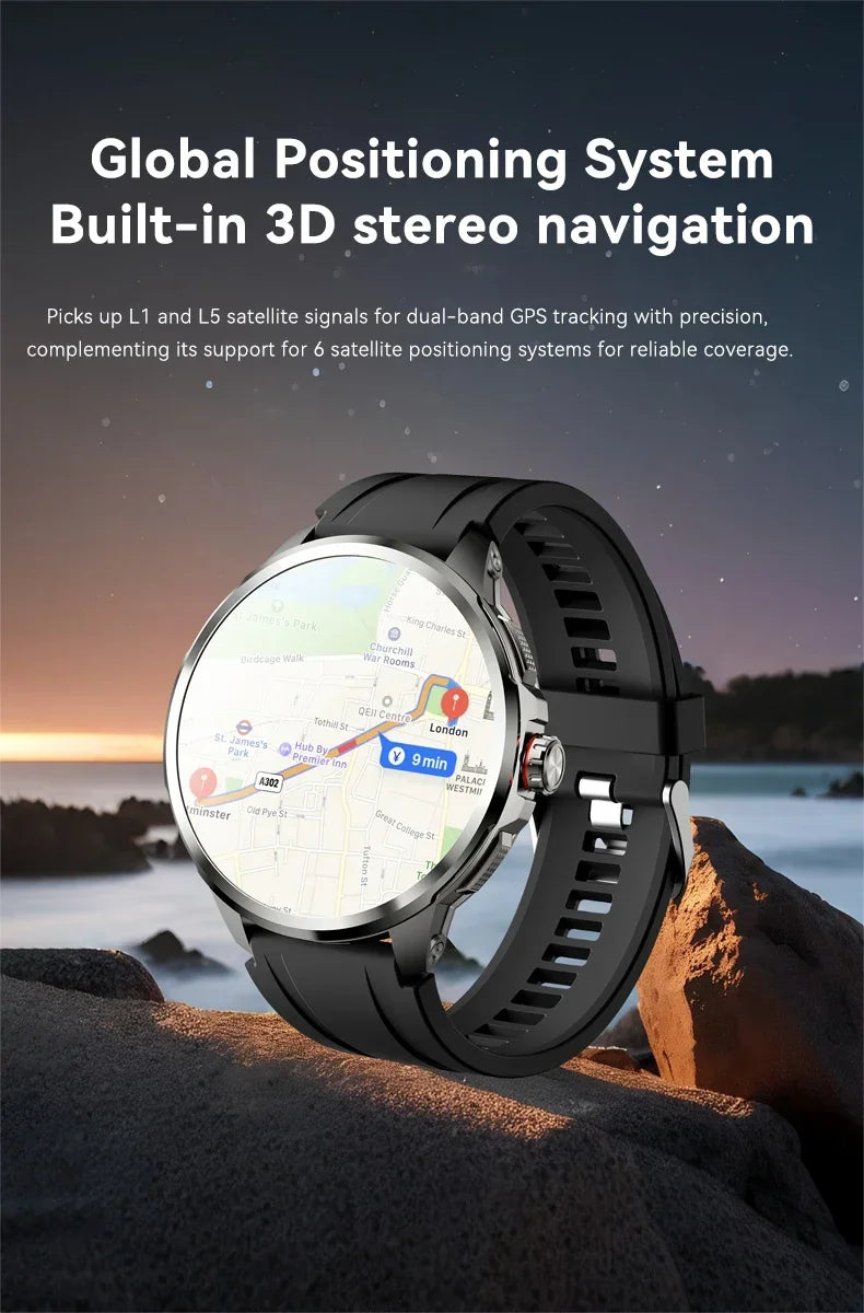 Full Network GPS WIFI Smart Watch Men 8GB+128GB RAM 1.95 inch AMOLED Screen 900W Camera Google APPS Smartwatch Android 9.0