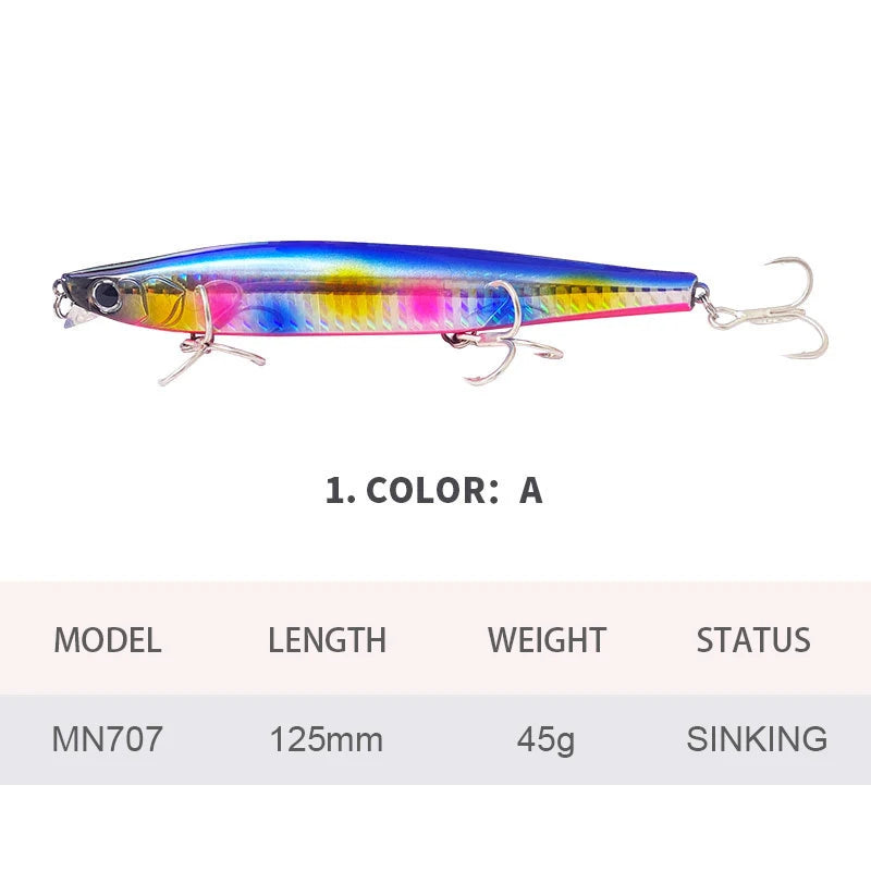 Lures Minnow Wobbler Long Casting Sinking Heavy Shot Artificial Hard Bait Fishing Accessories Decoy MN707