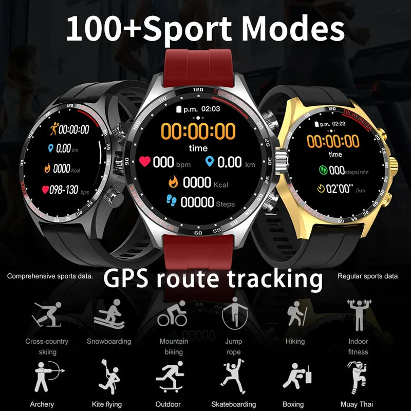 Smart Watchs Men Sport Fitness GPS Tracker Compass Bluetooth Call Heart Rate Health Smartwatch for Huawei Xiaomi Ferrari