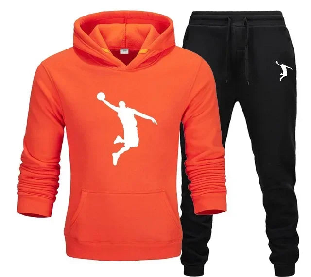 A new 2-piece set for men's casual sports hooded pullovers and sweatpants for outdoor jogging in Europe and America in 2025