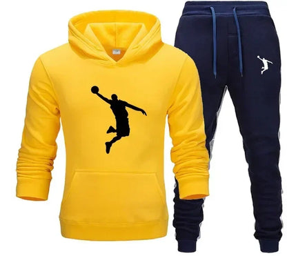 A new 2-piece set for men's casual sports hooded pullovers and sweatpants for outdoor jogging in Europe and America in 2025