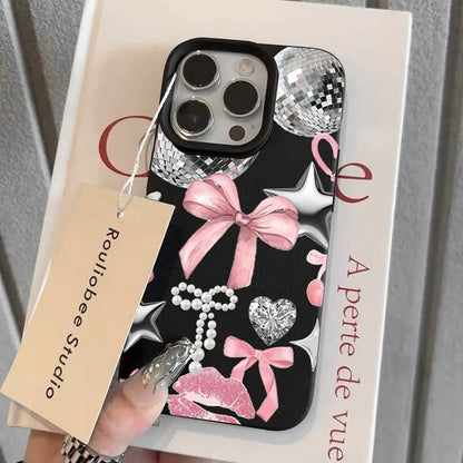 For iPhone 17 16 15 14 13 12 11 Pro Max Case Vintage Lip Print Leopard Print Pool Cover For iPhone 17Air 16 15Plus X XS XR Funda