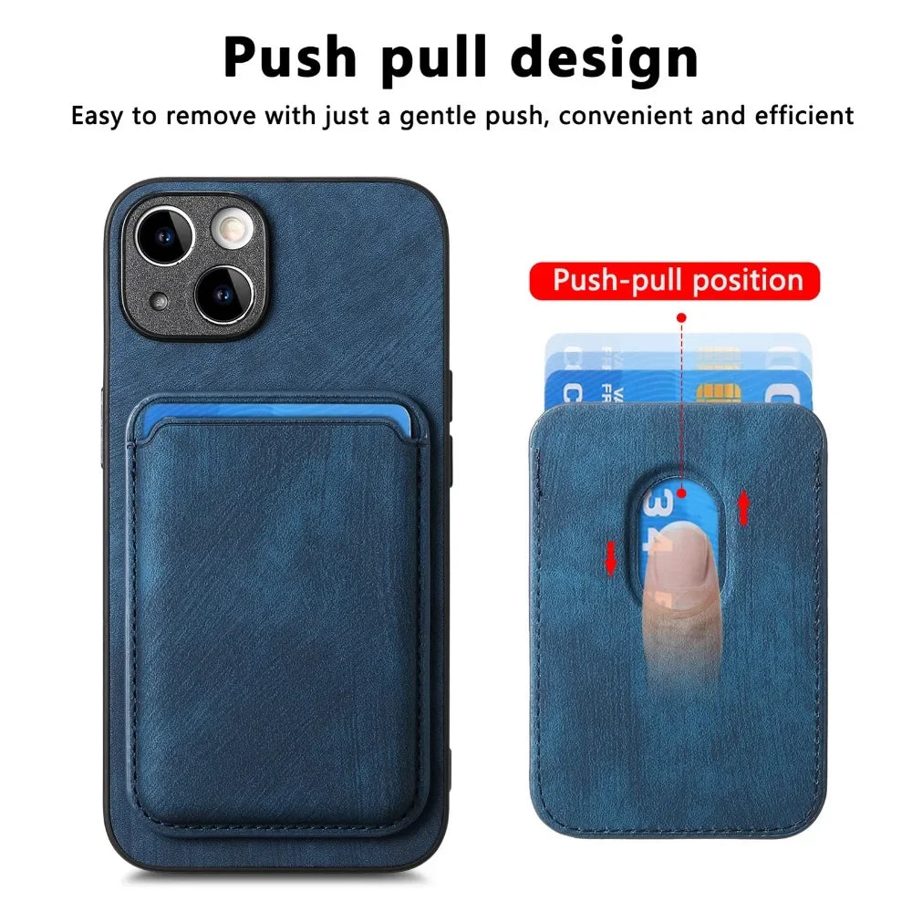 Vintage Leather Case with Detachable Magnetic Wallet Card Holder For iPhone 17 Air 16e 16 Pro Max 15 14 Plus 13 12 11