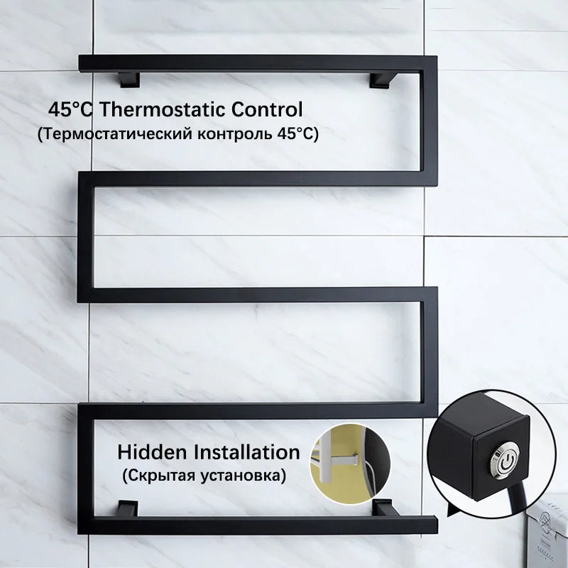 Electric Towel Rack.Bathroom Electric Heated Towel Rail.Smart Towel Warmer.Creative Bath Towel Radiator.Hidden Wire