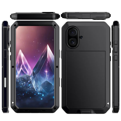 Shockproof Metal Glass Case for iPhone 17 16 15 14 Plus 13 12 11 Pro Max XR Xs Max SE 8 7 Heavy Duty Anti-slip Anti-Abrasion