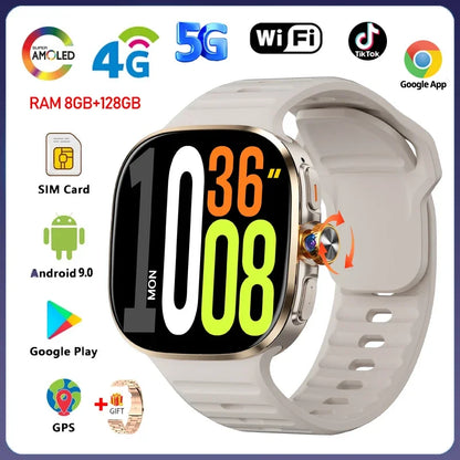Smart Watch 720*720 AMOLED 2.40 inch Screen Video Call 8GB+128GB RAM 2100 mAh Google Play WIFI GPS Smartwatch