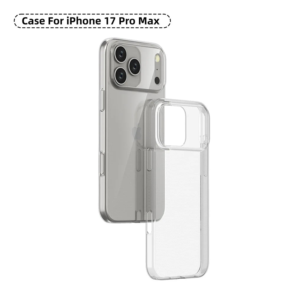 Ultra thin 0.9mm Case For iphone 17 pro max 17 air 16 16e Does not affect wireless charging highly transparent TPU soft cover