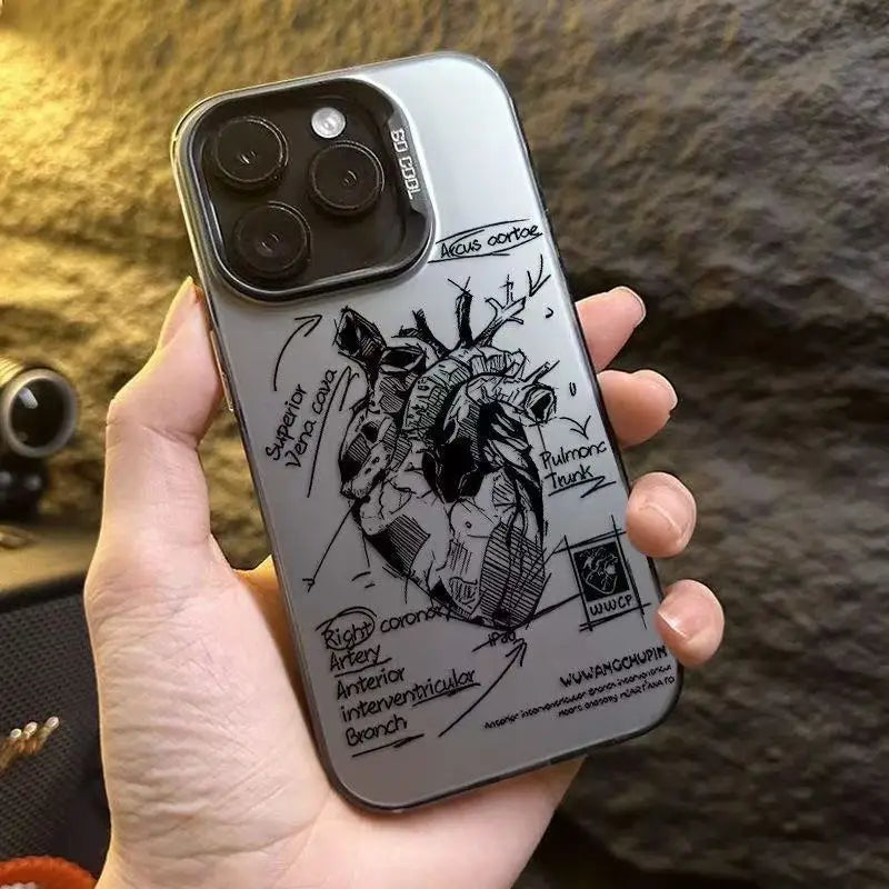 Creative Cardiovascular model Heart Medical Phone Case For iPhone 15 Pro Max 11 12 13 14 16 Pro XS XR 7 8 Plus Anti-drop Cover