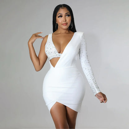 Fashionable Sexy Spaghetti Strap Rhinestone Embellished Cross-Border Summer Dress European American Style