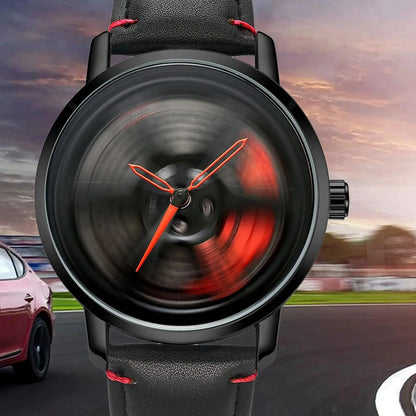 NS Men's Car wheel hub watch Minimalist Fashion Sports Watch Calendar Leather casual Quartz watch
