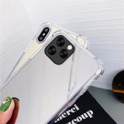 Mirror Phone Cases For IPhone 17 16 15 14 13 12 11 Pro Max Xr Xs 8 7 Plus SE2/SE3 Shockproof Soft TPU Cover