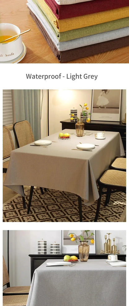 Waterproof Oilproof Kitchen Dining Tablecloth Solid Color Rectangle Tablecloth Cover Mat Oilcloth Antifouling Home Decoration