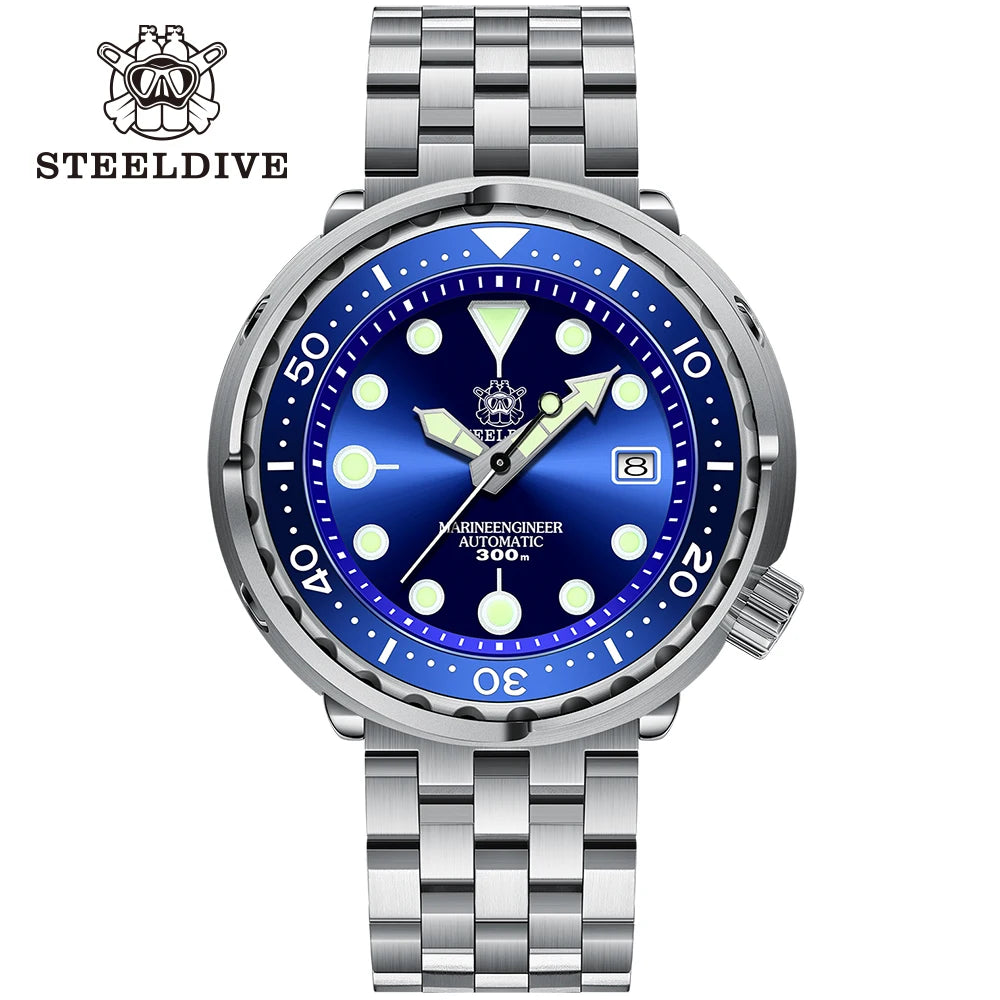 STEELDIVE SD1975 Mens Automatic Watches Men Dive Watch 300m Waterproof Mechanical Wristwatch C3 Luminous Clock Sapphire Mirror