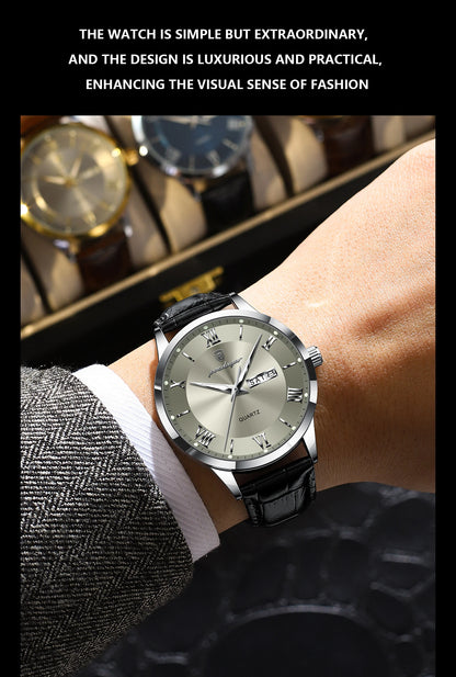 POEDAGAR Top Luxury Watch For Men Military Waterproof Luminous Date Week Man Wristwatch Leather Men's Quartz Watches Sport Reloj
