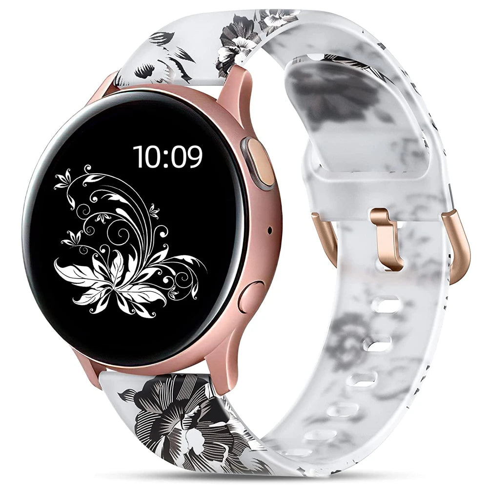 20mm Floral Band For Huami Amazift GTS 4/2/2e/3/GTS2 Mini/GTR 42mm Watch Bracelet Amazfit Bip 3 Pro Transparent Silicone Strap